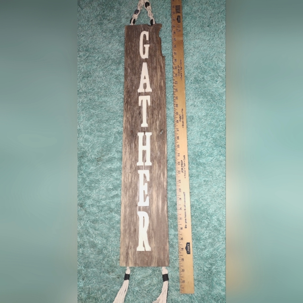 Wooden Gather sign